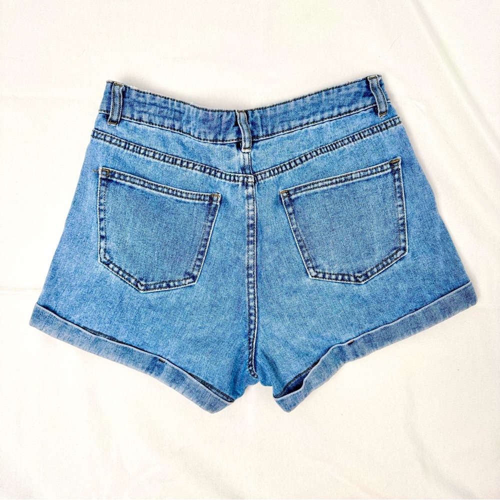 High Rise Light Wash Shorts - Picture 2 of 15
